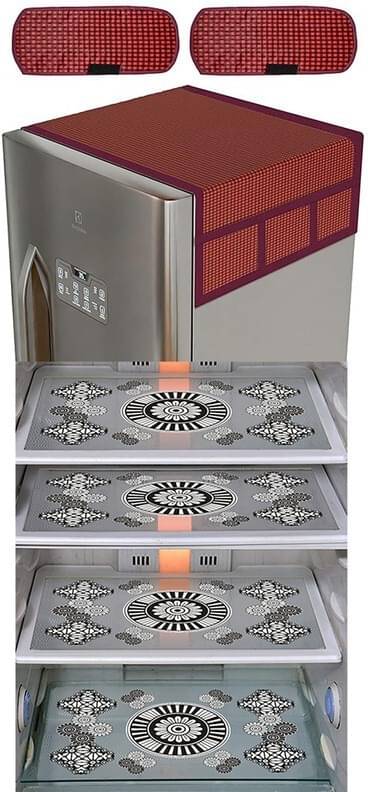 DPA Collection PVC Abstract Printed Fridge Covers ( 44 29 ) Pack of 1 - White DPA Collection PVC Abstract Printed Fridge Covers ( 44 29 ) Pack of 1 - White
