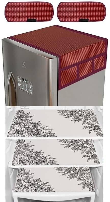    			DPA Collection PVC Abstract Printed Fridge Covers ( 44 29 ) Pack of 1 - White