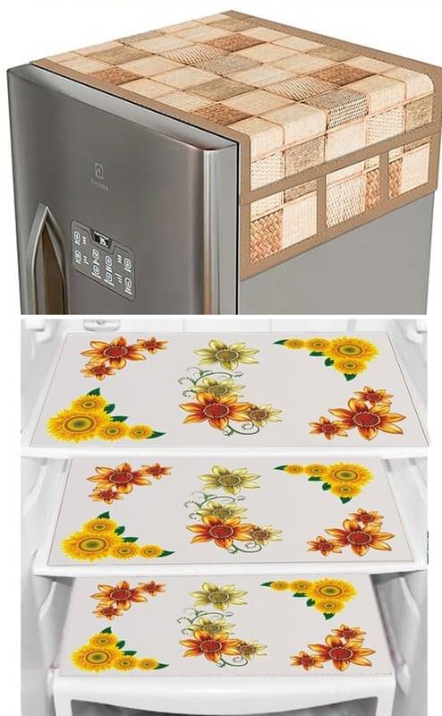     			DPA Collection PVC Abstract Printed Fridge Covers ( 44 29 ) Pack of 1 - Yellow