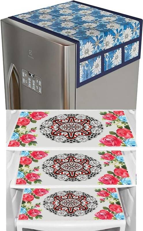     			DPA Collection PVC Abstract Printed Fridge Covers ( 44 29 ) Pack of 1 - Pink