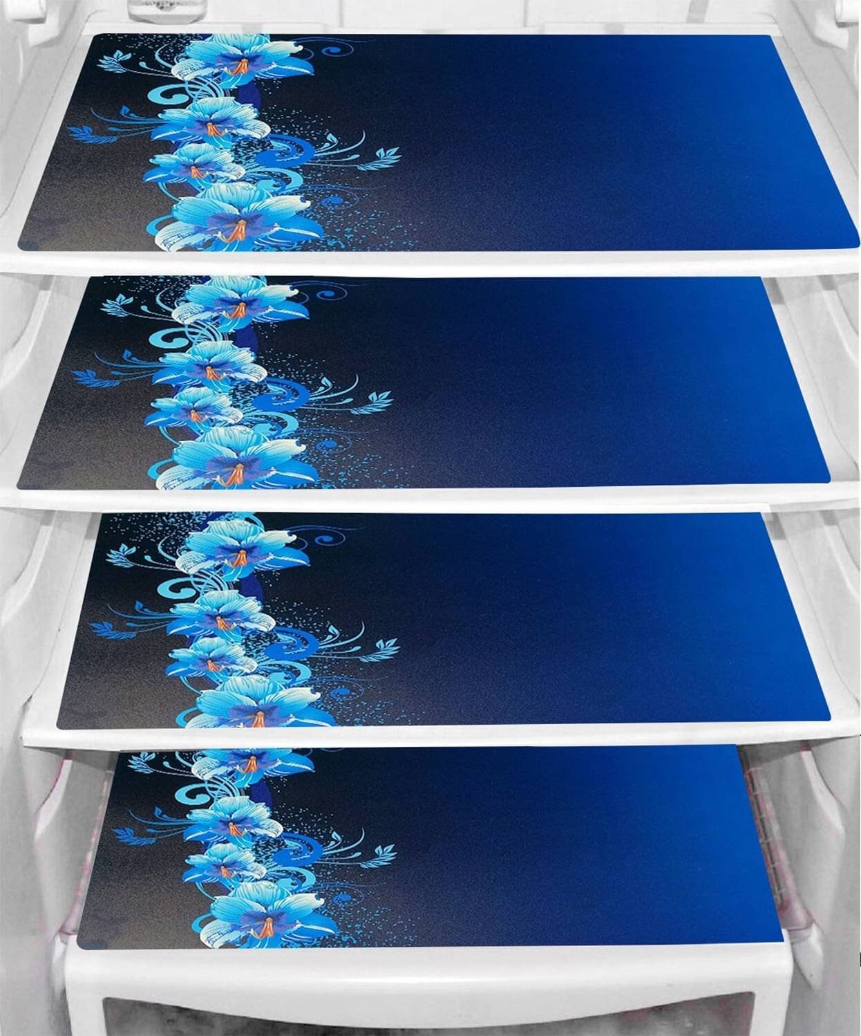     			DPA Collection PVC Abstract Printed Fridge Mats ( 44 29 ) Pack of 4 - Blue