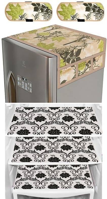     			DPA Collection PVC Abstract Printed Fridge Covers ( 44 29 ) Pack of 1 - Black