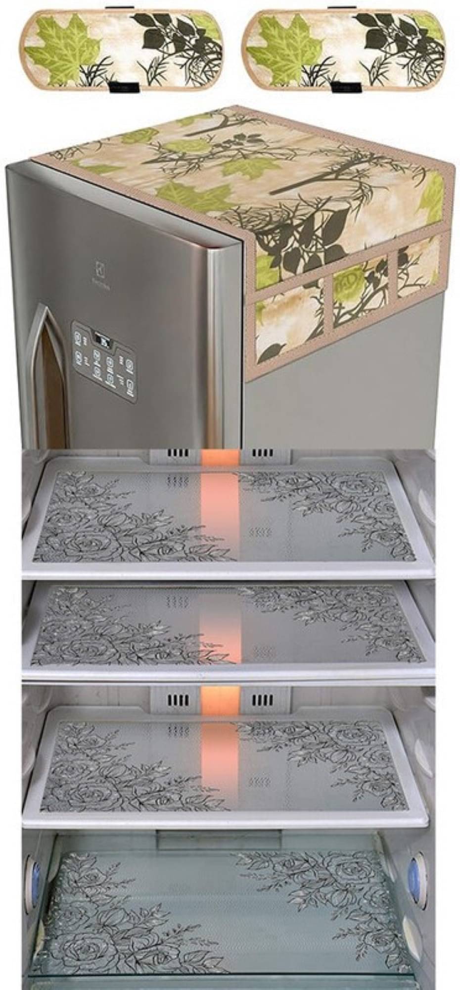     			DPA Collection PVC Abstract Printed Fridge Covers ( 44 29 ) Pack of 1 - Transparent