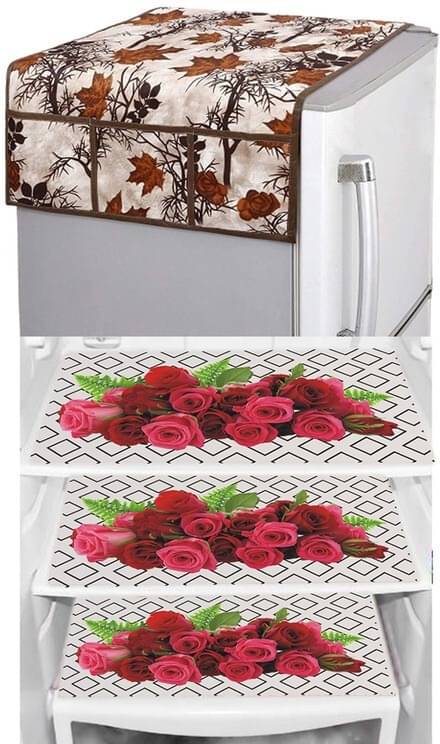     			DPA Collection PVC Abstract Printed Fridge Covers ( 44 29 ) Pack of 1 - Maroon