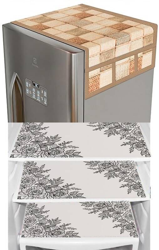 DPA Collection PVC Abstract Printed Fridge Covers ( 44 29 ) Pack of 1 - White DPA Collection PVC Abstract Printed Fridge Covers ( 44 29 ) Pack of 1 - White