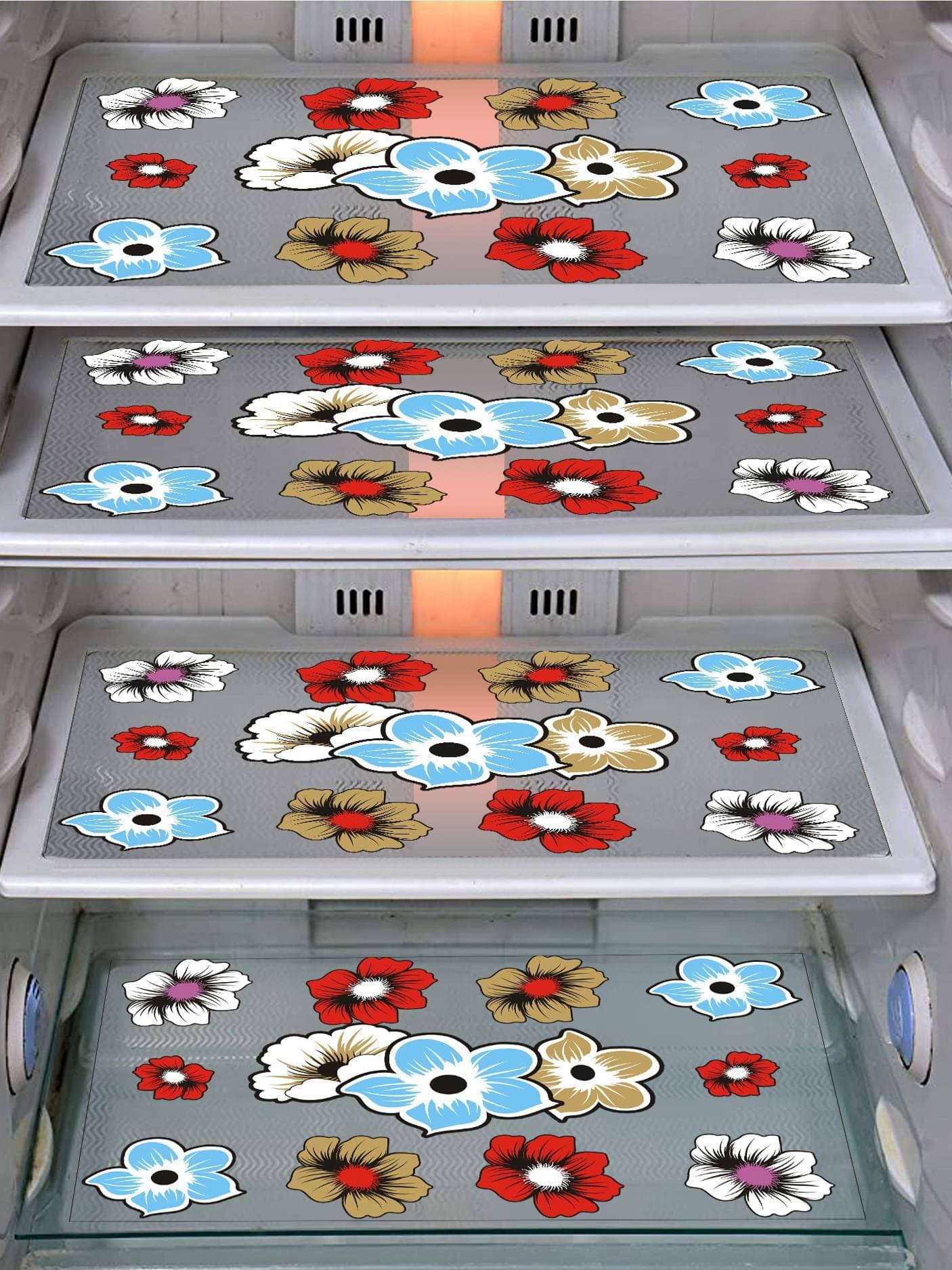     			DPA Collection PVC Abstract Printed Fridge Mats ( 44 29 ) Pack of 4 - Multicolor