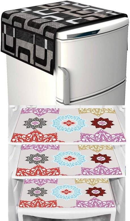     			DPA Collection PVC Abstract Printed Fridge Covers ( 44 29 ) Pack of 1 - Multicolor