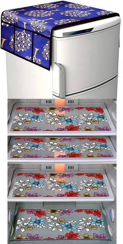     			DPA Collection PVC Abstract Printed Fridge Covers ( 44 29 ) Pack of 1 - Blue