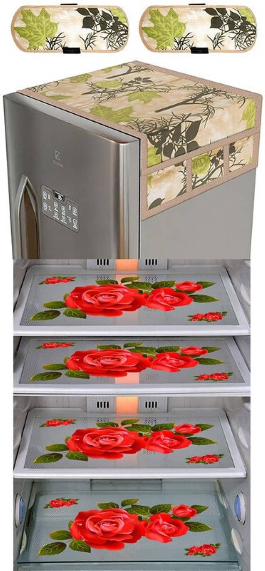     			DPA Collection PVC Abstract Printed Fridge Covers ( 44 29 ) Pack of 1 - Red