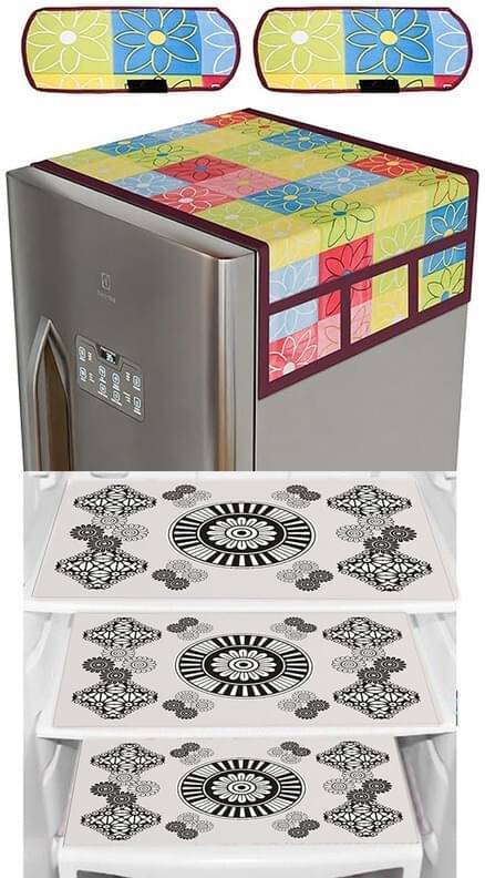 DPA Collection PVC Abstract Printed Fridge Covers ( 44 29 ) Pack of 1 - White DPA Collection PVC Abstract Printed Fridge Covers ( 44 29 ) Pack of 1 - White