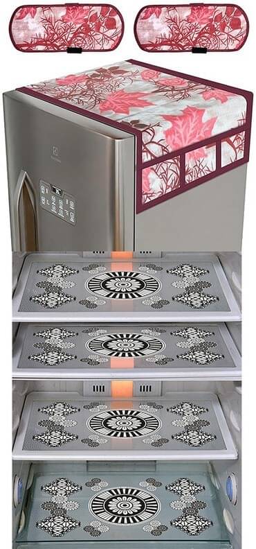 DPA Collection PVC Abstract Printed Fridge Covers ( 44 29 ) Pack of 1 - White DPA Collection PVC Abstract Printed Fridge Covers ( 44 29 ) Pack of 1 - White