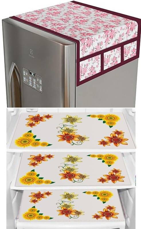     			DPA Collection PVC Abstract Printed Fridge Covers ( 44 29 ) Pack of 1 - Yellow