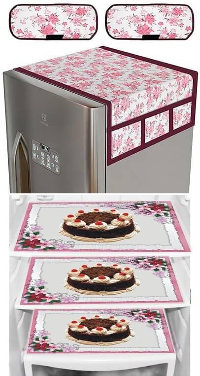     			DPA Collection PVC Abstract Printed Fridge Covers ( 44 29 ) Pack of 1 - Brown