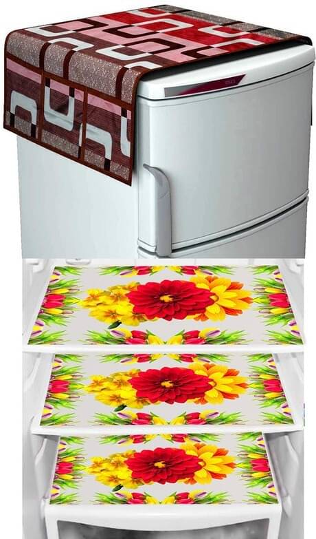     			DPA Collection PVC Abstract Printed Fridge Covers ( 44 29 ) Pack of 1 - Green