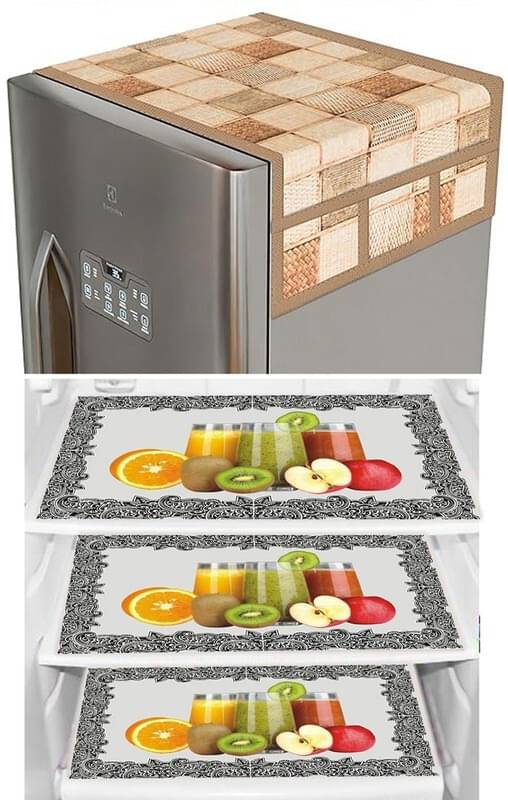     			DPA Collection PVC Abstract Printed Fridge Covers ( 44 29 ) Pack of 1 - Green