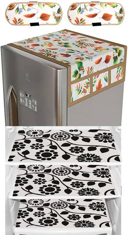     			DPA Collection PVC Abstract Printed Fridge Covers ( 44 29 ) Pack of 1 - White