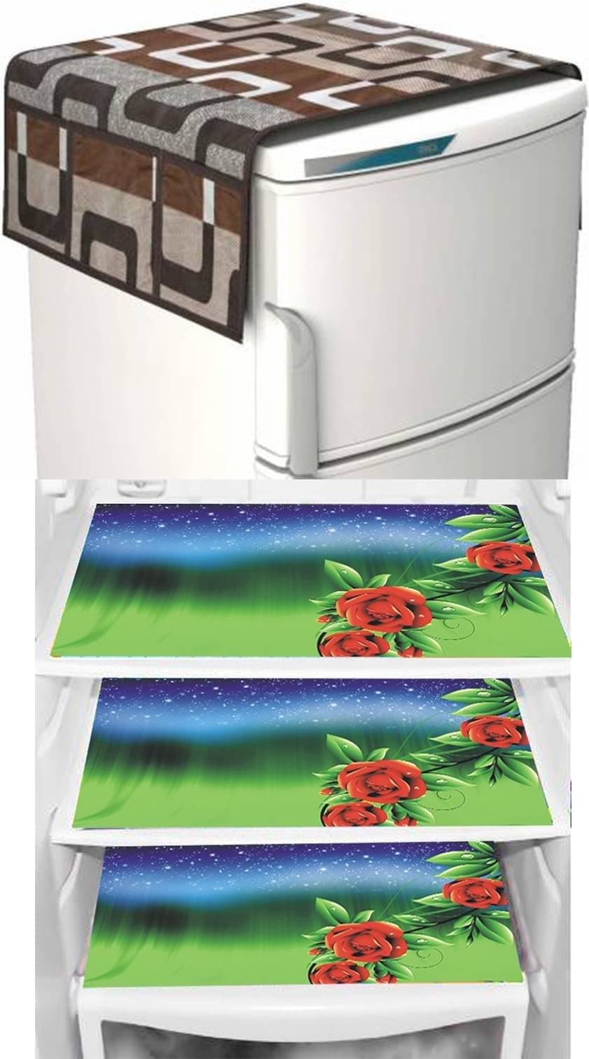 DPA Collection PVC Abstract Printed Fridge Mats ( 44 29 ) Pack of 4 - Brown DPA Collection PVC Abstract Printed Fridge Mats ( 44 29 ) Pack of 4 - Brown