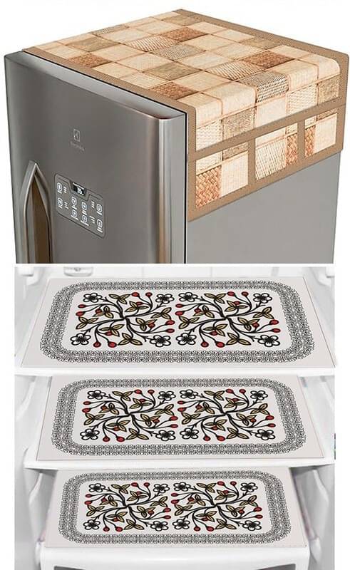     			DPA Collection PVC Abstract Printed Fridge Covers ( 44 29 ) Pack of 1 - Black