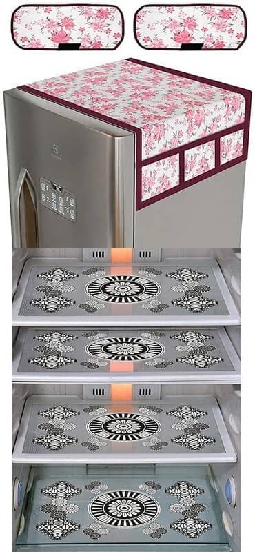     			DPA Collection PVC Abstract Printed Fridge Covers ( 44 29 ) Pack of 1 - White