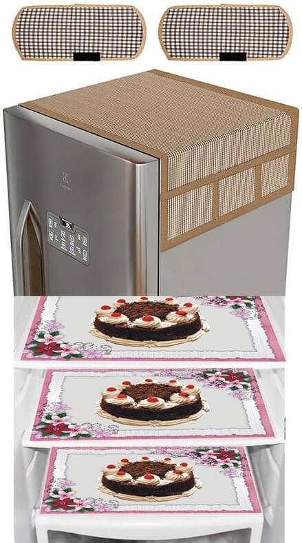     			DPA Collection PVC Abstract Printed Fridge Covers ( 44 29 ) Pack of 1 - Brown