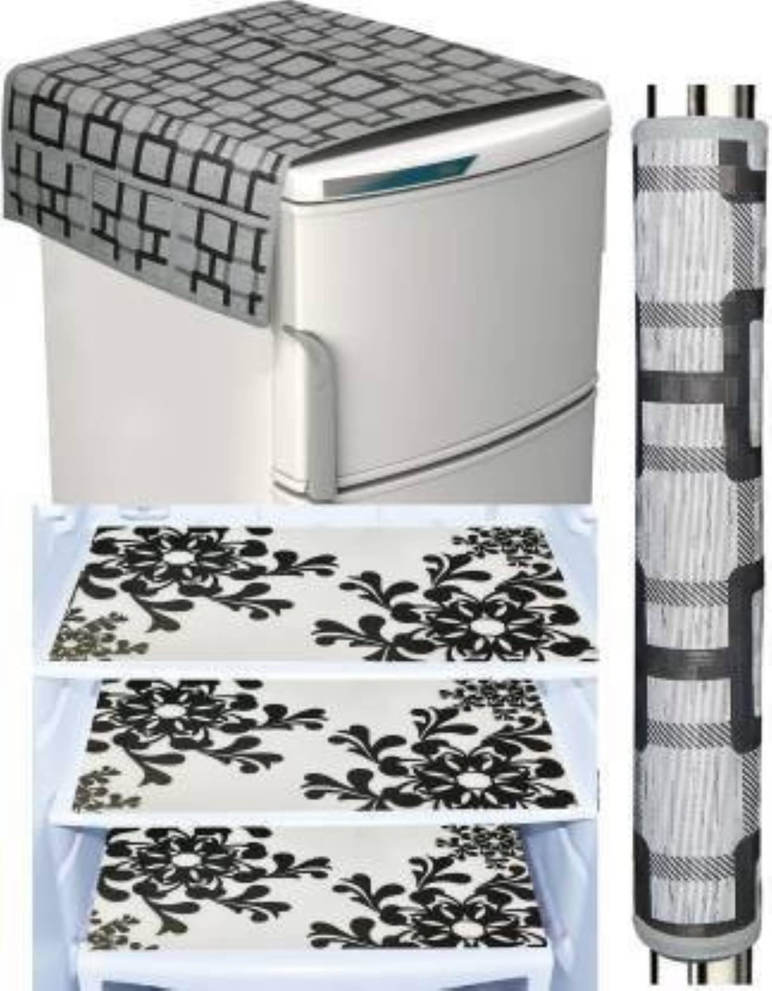 DPA Collection PVC Abstract Printed Fridge Covers ( 44 29 ) Pack of 5 - Gray DPA Collection PVC Abstract Printed Fridge Covers ( 44 29 ) Pack of 5 - Gray