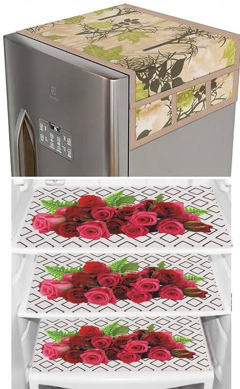     			DPA Collection PVC Abstract Printed Fridge Covers ( 44 29 ) Pack of 1 - Maroon