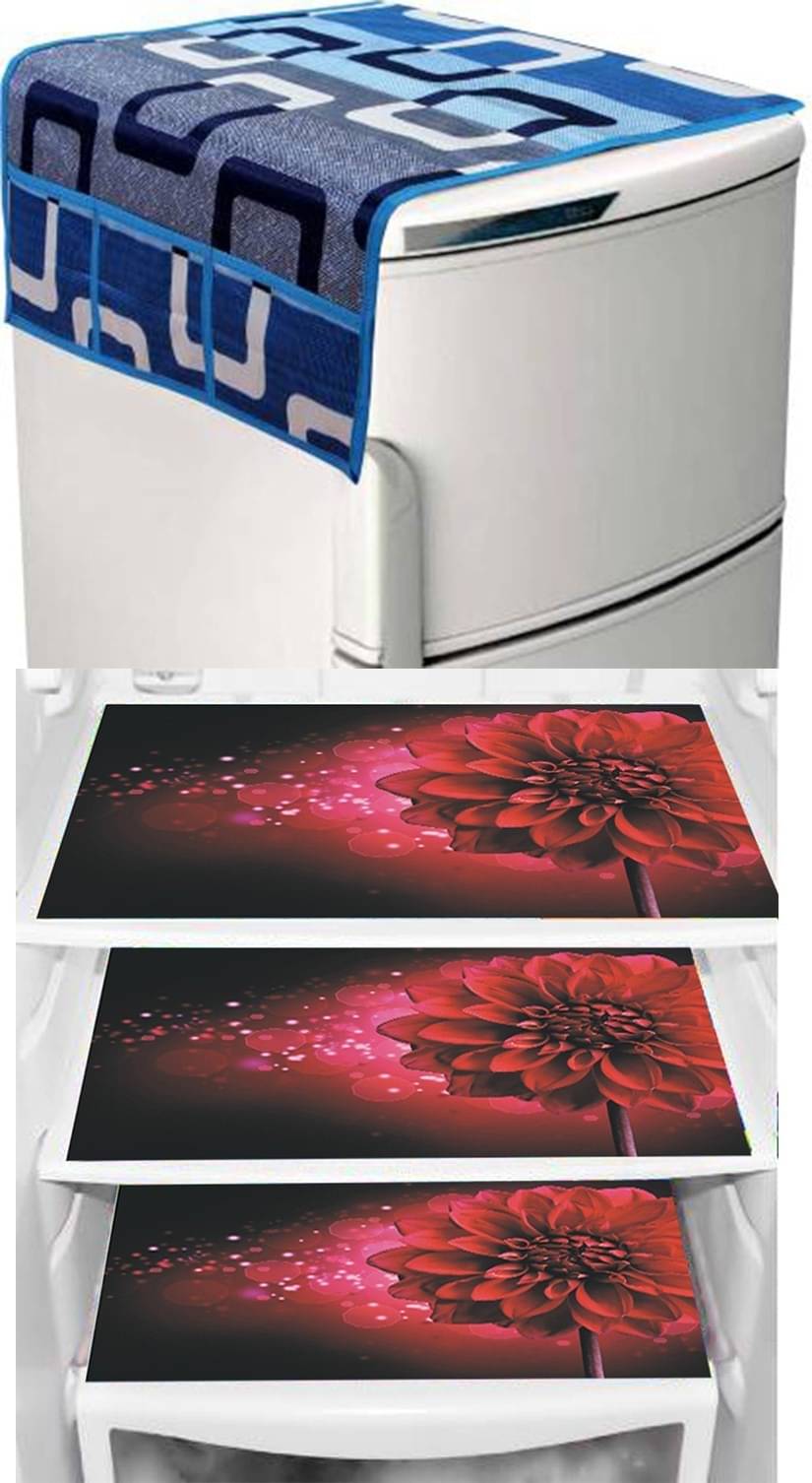     			DPA Collection PVC Abstract Printed Fridge Mats ( 44 29 ) Pack of 1 - Blue