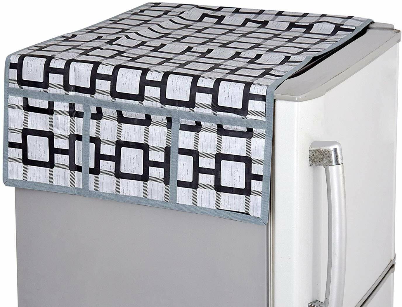 DPA Collection PVC Abstract Printed Fridge Covers ( 44 29 ) Pack of 1 - White DPA Collection PVC Abstract Printed Fridge Covers ( 44 29 ) Pack of 1 - White