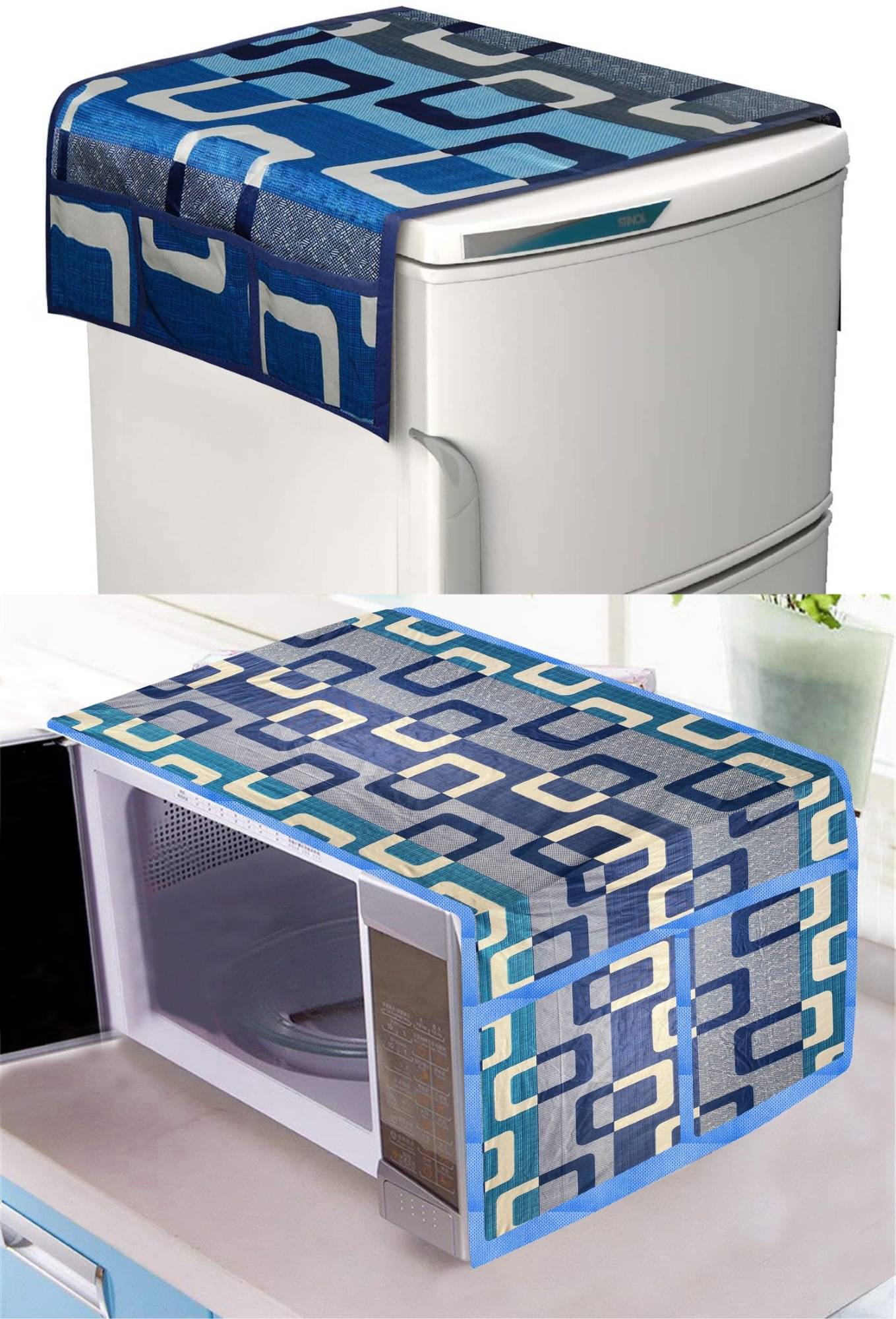     			DPA Collection PVC Abstract Printed Fridge Covers ( 44 29 ) Pack of 2 - Multicolor