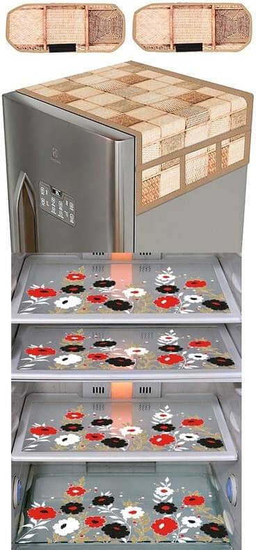     			DPA Collection PVC Abstract Printed Fridge Covers ( 44 29 ) Pack of 1 - Beige