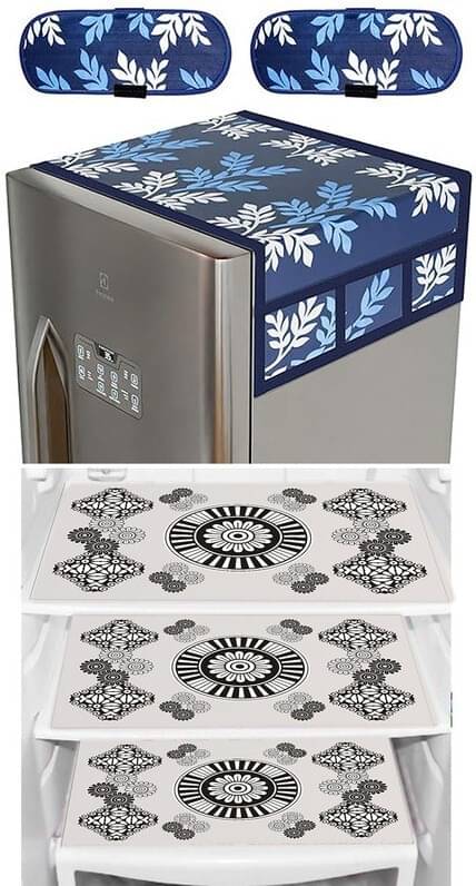 DPA Collection PVC Abstract Printed Fridge Covers ( 44 29 ) Pack of 1 - White DPA Collection PVC Abstract Printed Fridge Covers ( 44 29 ) Pack of 1 - White