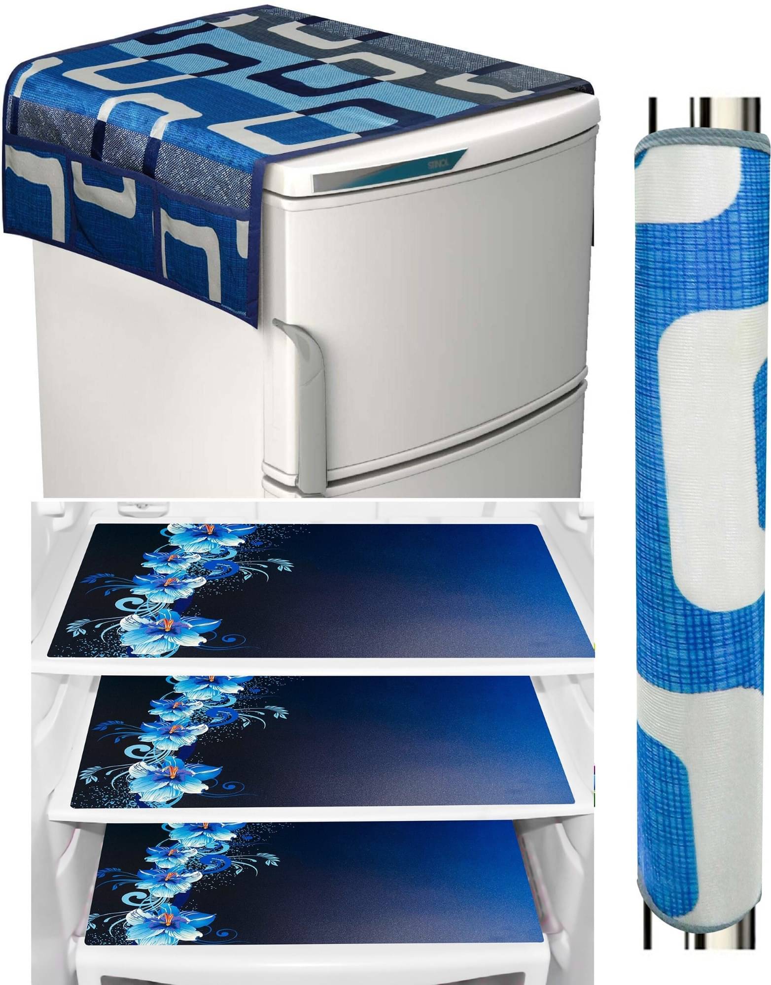     			DPA Collection PVC Abstract Printed Fridge Mats ( 44 29 ) Pack of 5 - Blue