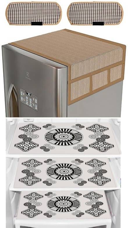     			DPA Collection PVC Abstract Printed Fridge Covers ( 44 29 ) Pack of 1 - White