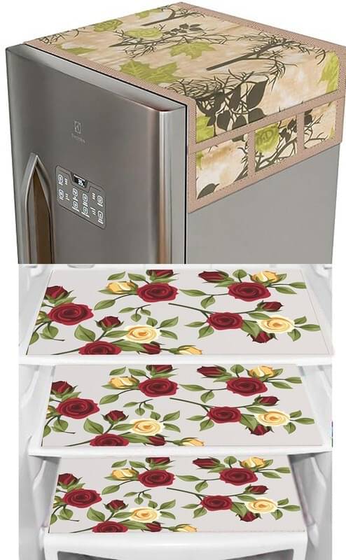     			DPA Collection PVC Abstract Printed Fridge Covers ( 44 29 ) Pack of 1 - Yellow