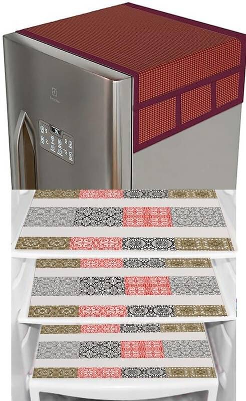     			DPA Collection PVC Abstract Printed Fridge Covers ( 44 29 ) Pack of 1 - Pink