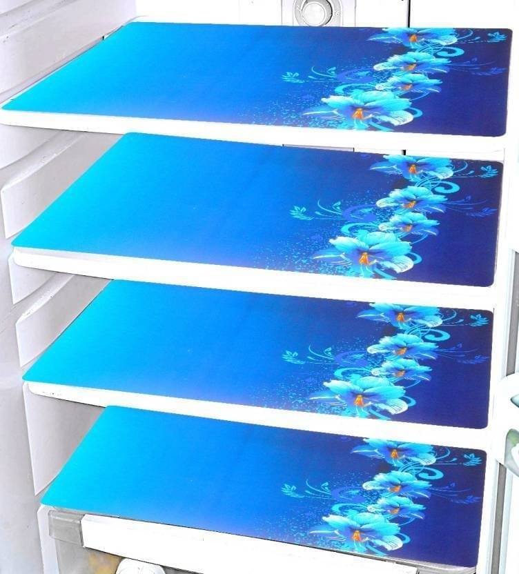     			DPA Collection PVC Abstract Printed Fridge Mats ( 44 29 ) Pack of 4 - Blue