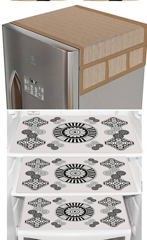 DPA Collection PVC Abstract Printed Fridge Covers ( 44 29 ) Pack of 1 - White DPA Collection PVC Abstract Printed Fridge Covers ( 44 29 ) Pack of 1 - White