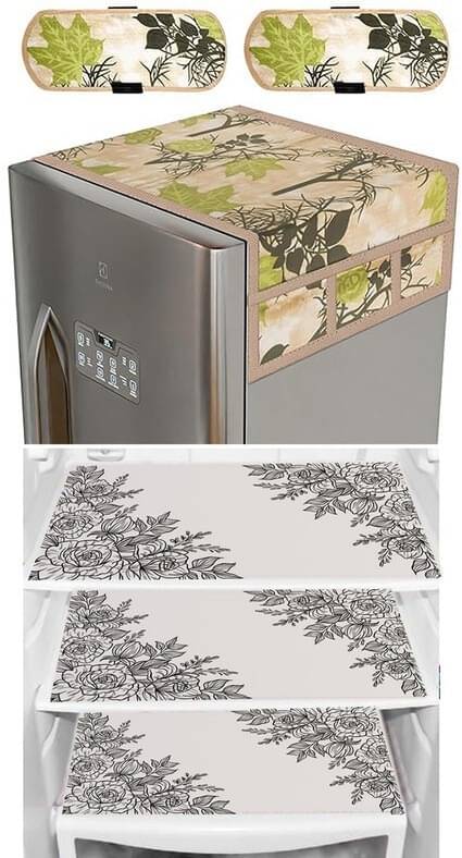     			DPA Collection PVC Abstract Printed Fridge Covers ( 44 29 ) Pack of 1 - White