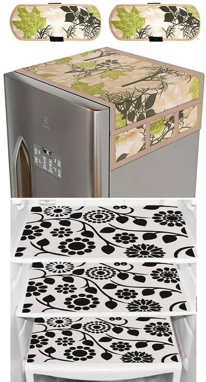 DPA Collection PVC Abstract Printed Fridge Covers ( 44 29 ) Pack of 1 - White DPA Collection PVC Abstract Printed Fridge Covers ( 44 29 ) Pack of 1 - White