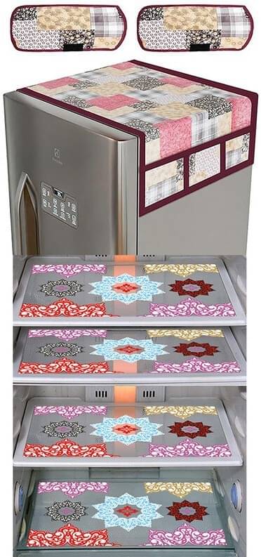     			DPA Collection PVC Abstract Printed Fridge Covers ( 44 29 ) Pack of 1 - Multicolor