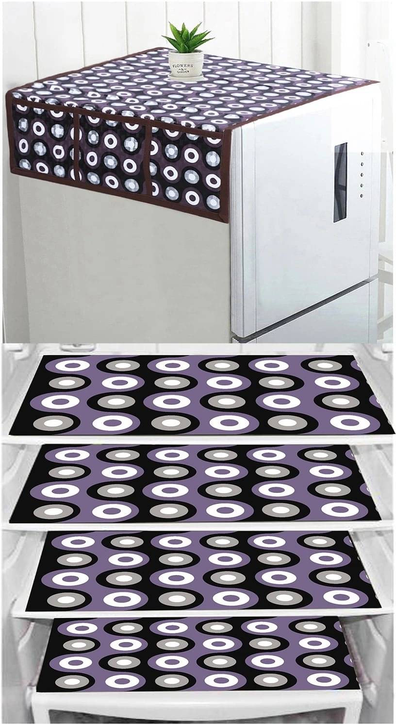     			DPA Collection PVC Abstract Printed Fridge Mats ( 44 29 ) Pack of 4 - Multicolor