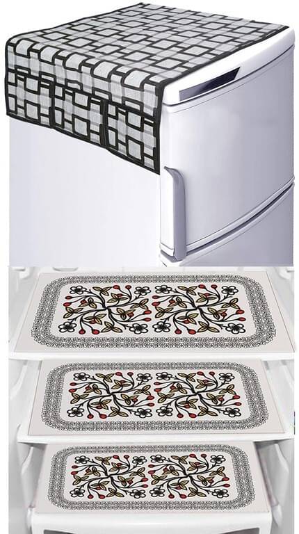DPA Collection PVC Abstract Printed Fridge Covers ( 44 29 ) Pack of 1 - Black     			DPA Collection PVC Abstract Printed Fridge Covers ( 44 29 ) Pack of 1 - Black