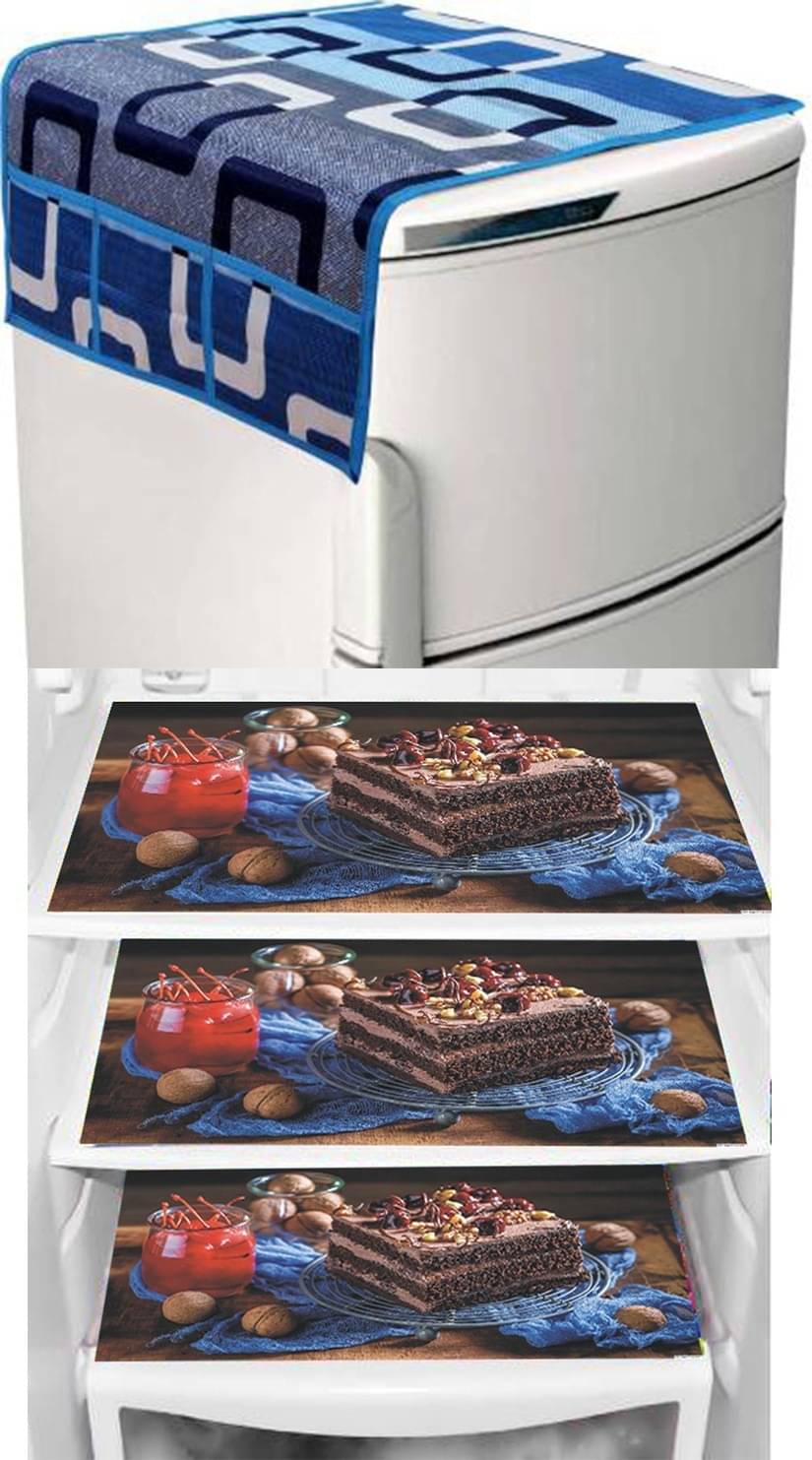     			DPA Collection PVC Abstract Printed Fridge Mats ( 44 29 ) Pack of 4 - Blue