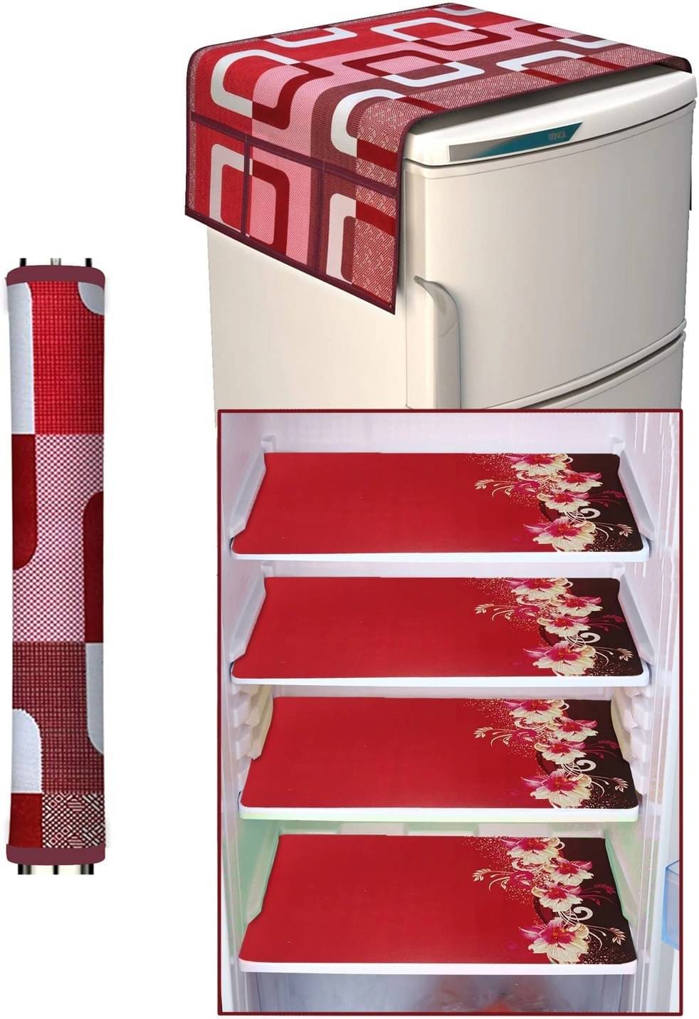 DPA Collection PVC Abstract Printed Fridge Mats ( 44 29 ) Pack of 6 - Red     			DPA Collection PVC Abstract Printed Fridge Mats ( 44 29 ) Pack of 6 - Red