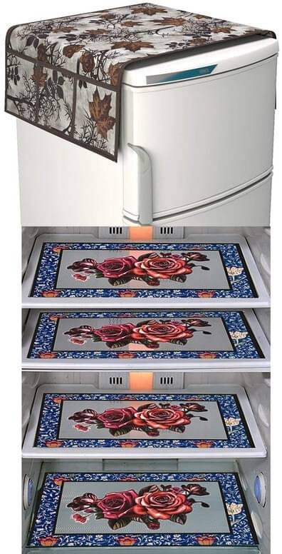     			DPA Collection PVC Abstract Printed Fridge Covers ( 44 29 ) Pack of 1 - Blue