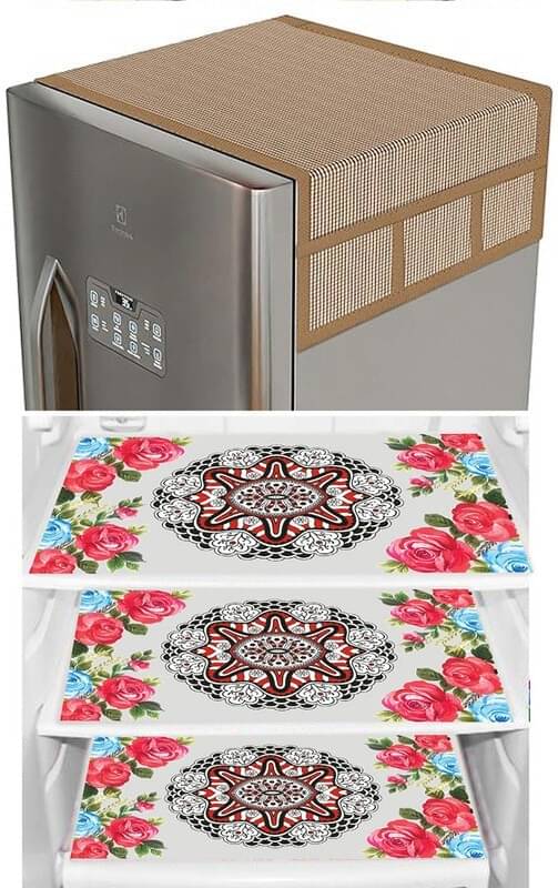     			DPA Collection PVC Abstract Printed Fridge Covers ( 44 29 ) Pack of 1 - Pink