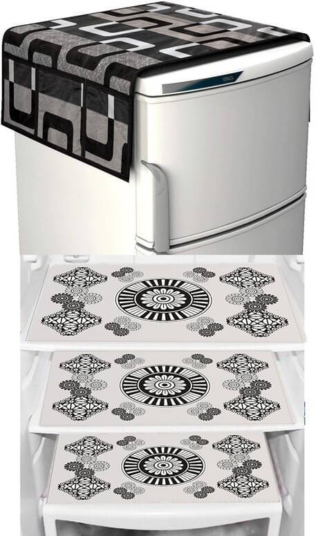     			DPA Collection PVC Abstract Printed Fridge Covers ( 44 29 ) Pack of 1 - White