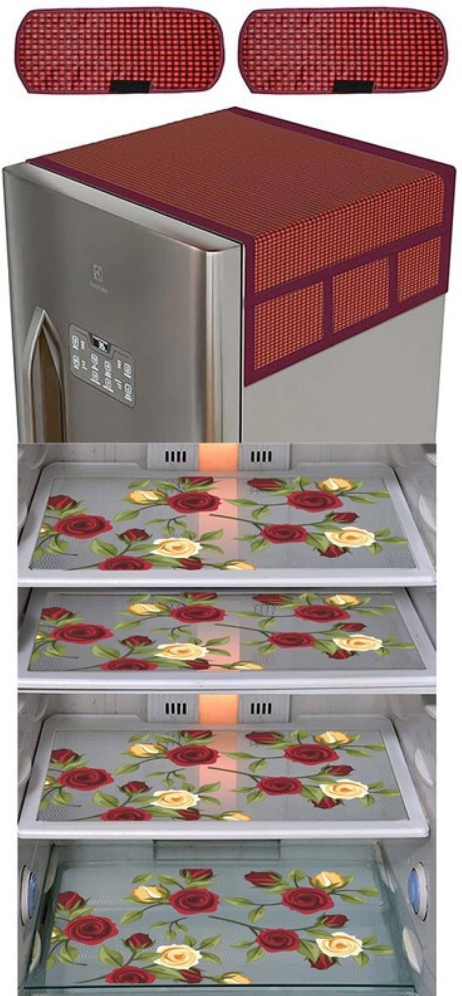     			DPA Collection PVC Abstract Printed Fridge Covers ( 44 29 ) Pack of 1 - Beige