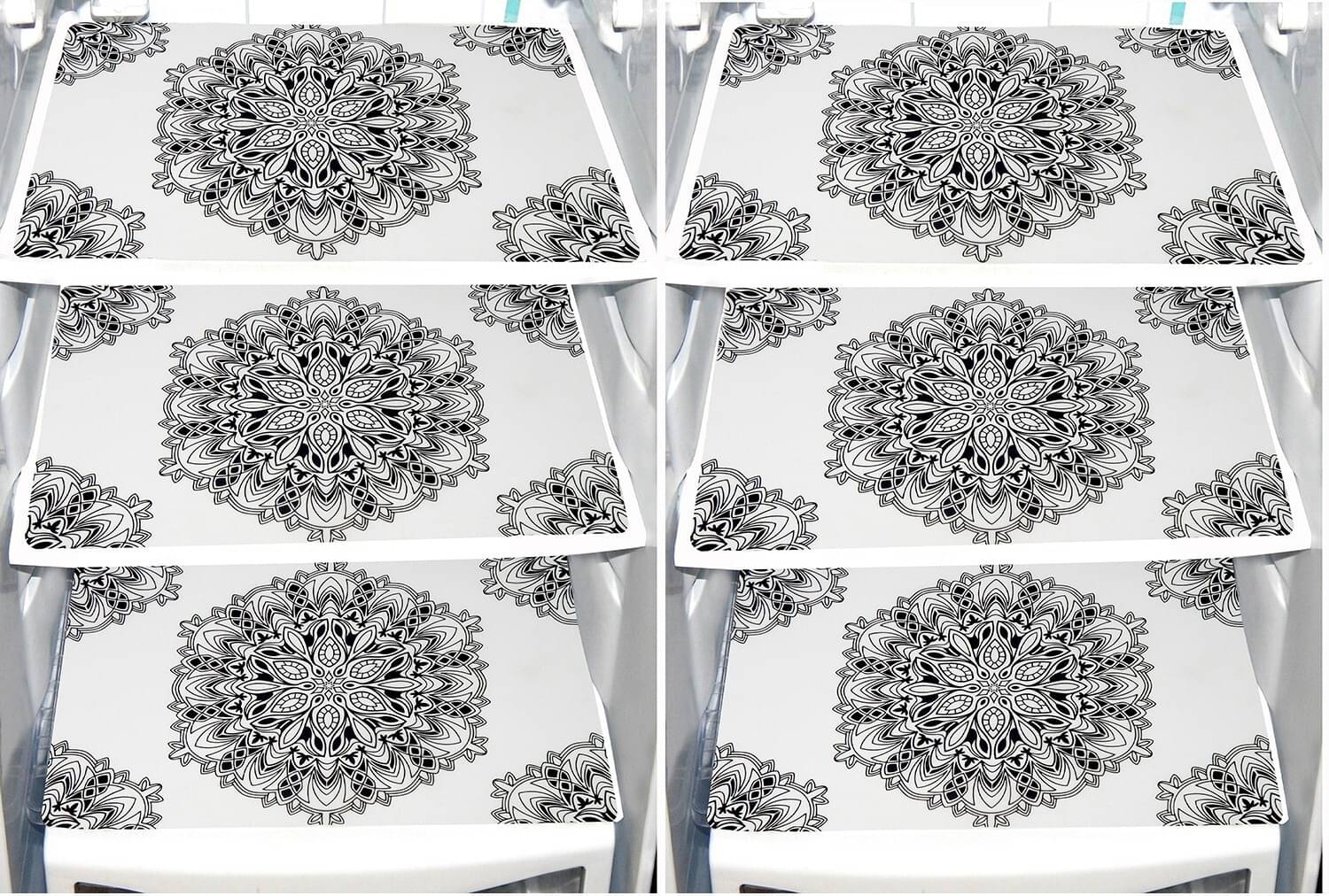     			DPA Collection PVC Abstract Printed Fridge Mats ( 44 29 ) Pack of 6 - Multicolor