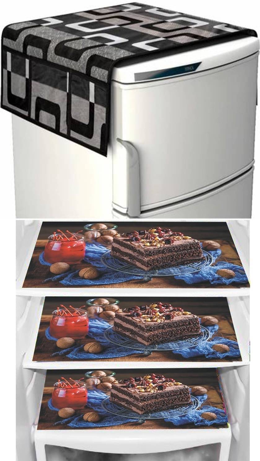     			DPA Collection PVC Abstract Printed Fridge Mats ( 44 29 ) Pack of 4 - Black